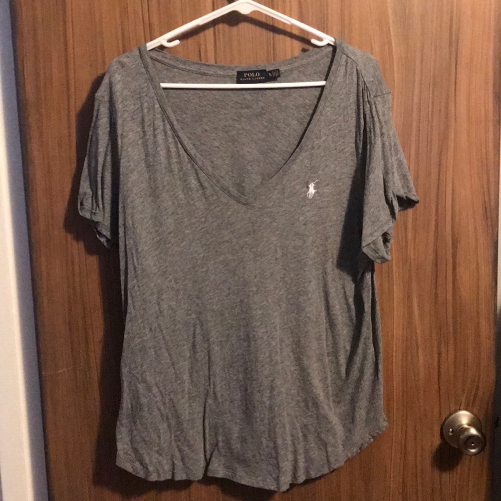 Grey Polo top-XL- fits like M/L